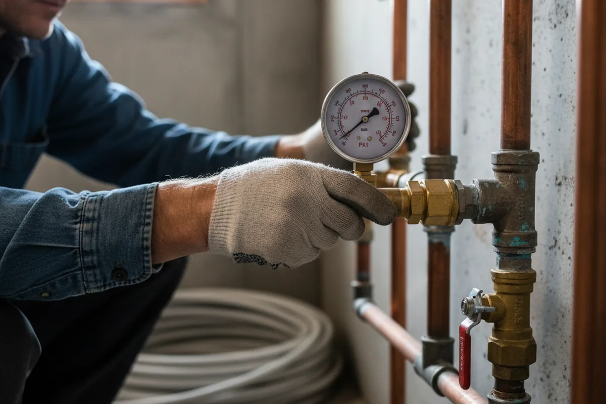 Pressure testing a repaired line during Water Line Repair in Illiopolis